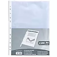 Image of Exacompta Punched Pockets A4 Transparent 40 Microns PP (Polypropylene) Top Opening 5111E Pack of 100