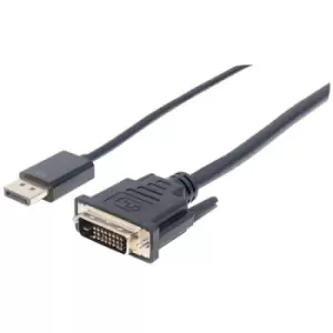 Image of Manhattan DisplayPort 1.2a to DVI-D 24+1 Cable 1080p@60Hz 3m Male to Male Passive Equivalent to Startech DP2DVIMM10 Compatible with DVD-D Black Three