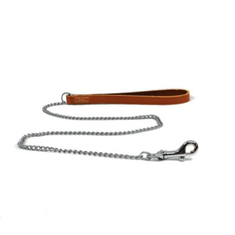 Image of Ancol Leather Extra Heavy Chain Lead Tan