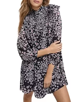 Image of The Kooples Smocked Floral Print Mini Dress