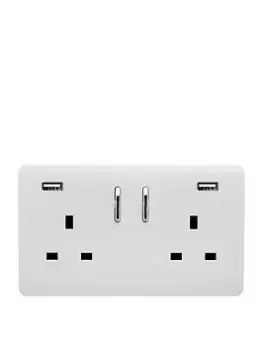 Image of Trendiswitch 2G 13A Skt. 2X2.1Mah USB White