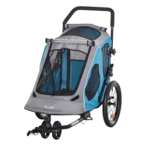 Image of PawHut 2-IN-1 Dog Bike Trailer and Pet Carrier W/ Reflector- Blue