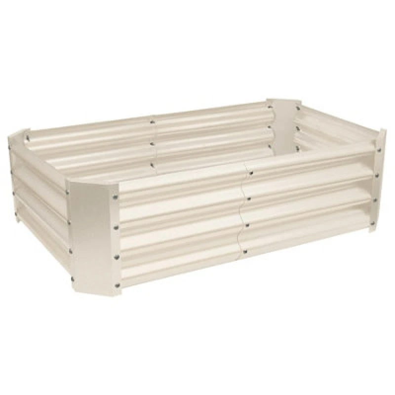 Image of Harbour Housewares Rectangle Galvanised Steel Outdoor Raised Garden Bed Planter Medium - 120Cm X 60Cm - Ivory