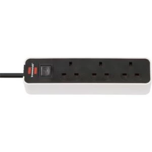 Image of Brennenstuhl Ecolor Power Strip 3 Sockets with Switch 3m UK Plug White/Black