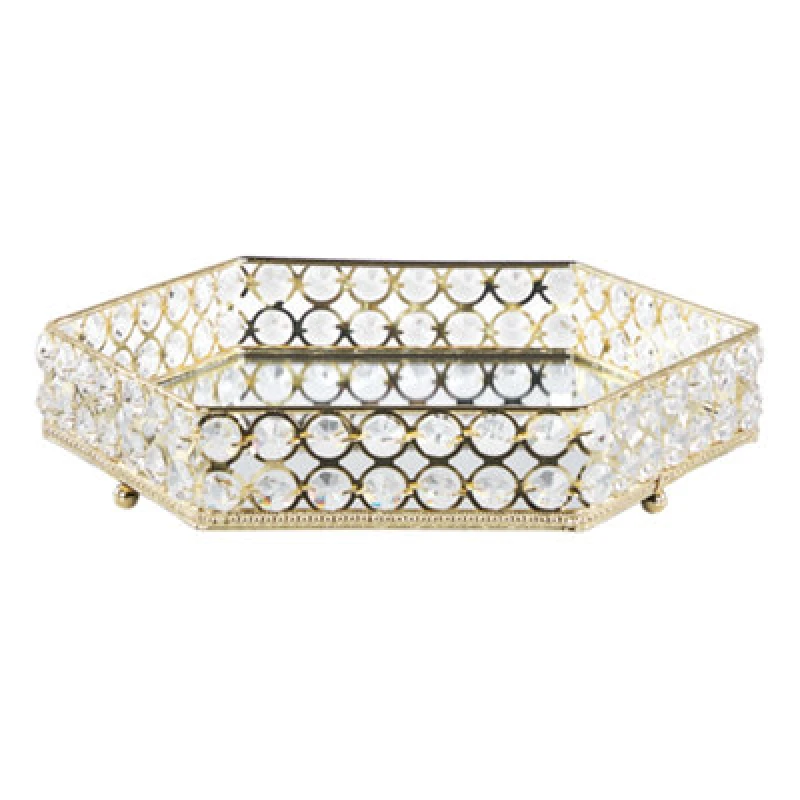 Image of Beliani Decorative Tray Vatan Glass Gold