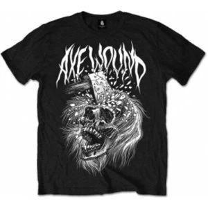 Image of Axe Wound Skull Mens Black T Shirt: Medium
