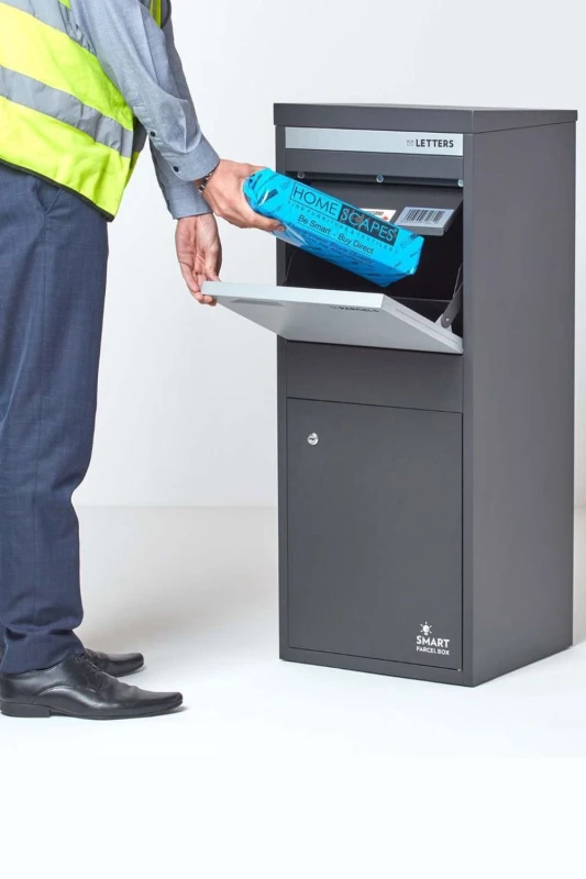 Image of Homescapes SMART PARCEL BOX Large Front Access Secure Delivery Box Grey