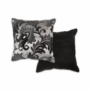 Image of Emma Barclay Rome - Damask Chenille Cushion (Pair) Cover In Black