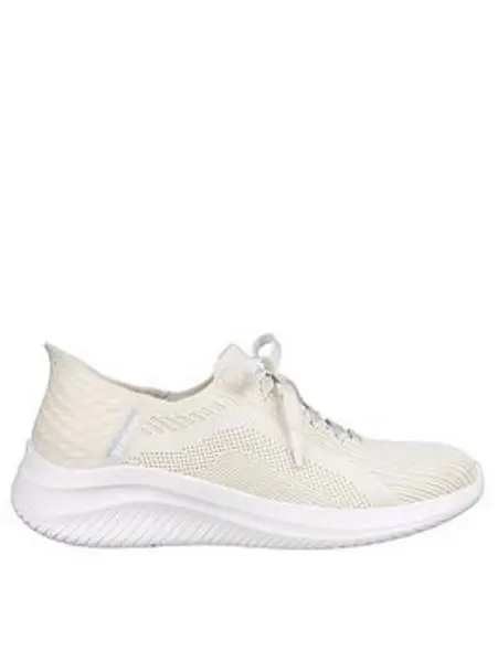Image of Skechers Slip-ins Tonal Stretch Knit Fixed Lace Slip-on - Natural, Beige, Size 6, Women