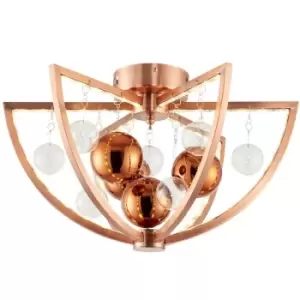 Image of Semi Flush Ceiling Light Copper 7.2W Warm White LED Lamp Bulb Fitting Mounted