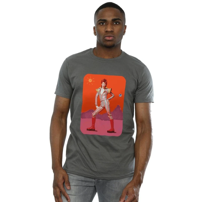 Image of David Bowie David Bowie Men On Mars T-Shirt in Charcoal Size: Small Charcoal S Male 5059400830361