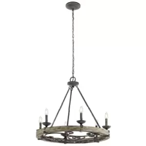Image of 6 Bulb Chandelier Hanging Pendant LIght Weathered Zinc LED E14 60W Bulb