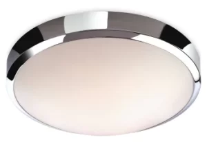 Image of Toro LED Bathroom Flush Ceiling Light Chrome, White Polycarbonate Diffuser IP44