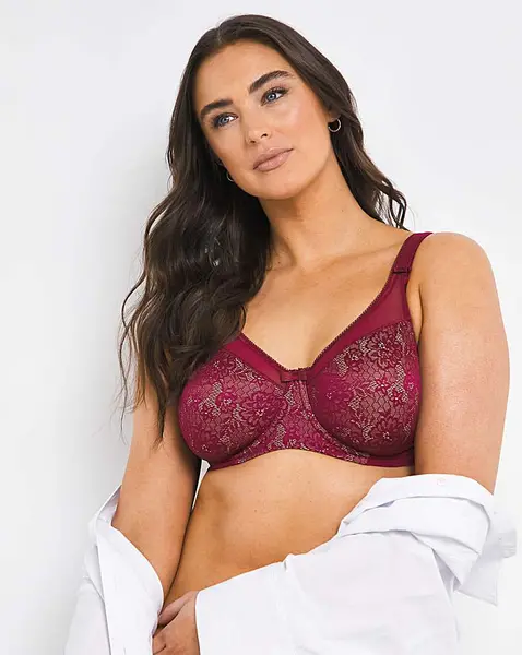 Image of Berlei Berlei Beauty Lace Minimiser Bra Burgund Burgundy Female 36G YC27325