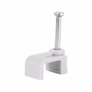 Image of Zexum White Flat TnE Cable Clips 100 Pack - 1.5mm