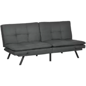 Image of HOMCOM Click Clack Sofa Bed w/ Adjustable Armrest for Living Room 3-seat Grey - Grey