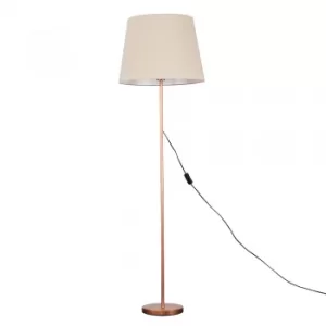 Image of Charlie Copper Floor Lamp with XL Beige Aspen Shade