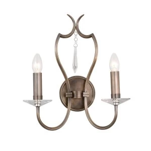 Image of 2 Light Indoor Candle Wall Light Dark Bronze, E14