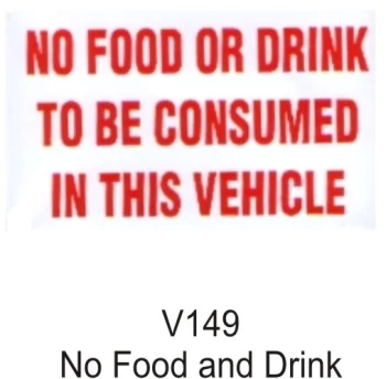 Image of Outdoor Grade Vinyl Sticker - White - No Food Or Drink - CASTLE PROMOTIONS- V149