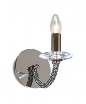 Image of Wall Lamp Switched 1 Candle Light Black Chrome, Crystal