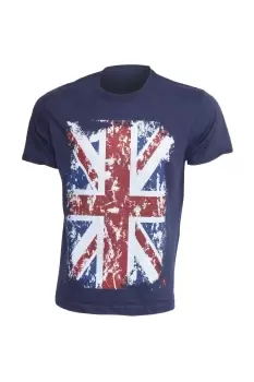 Image of Union Jack GB Print 100% Cotton Short Sleeve Casual T-Shirt Top