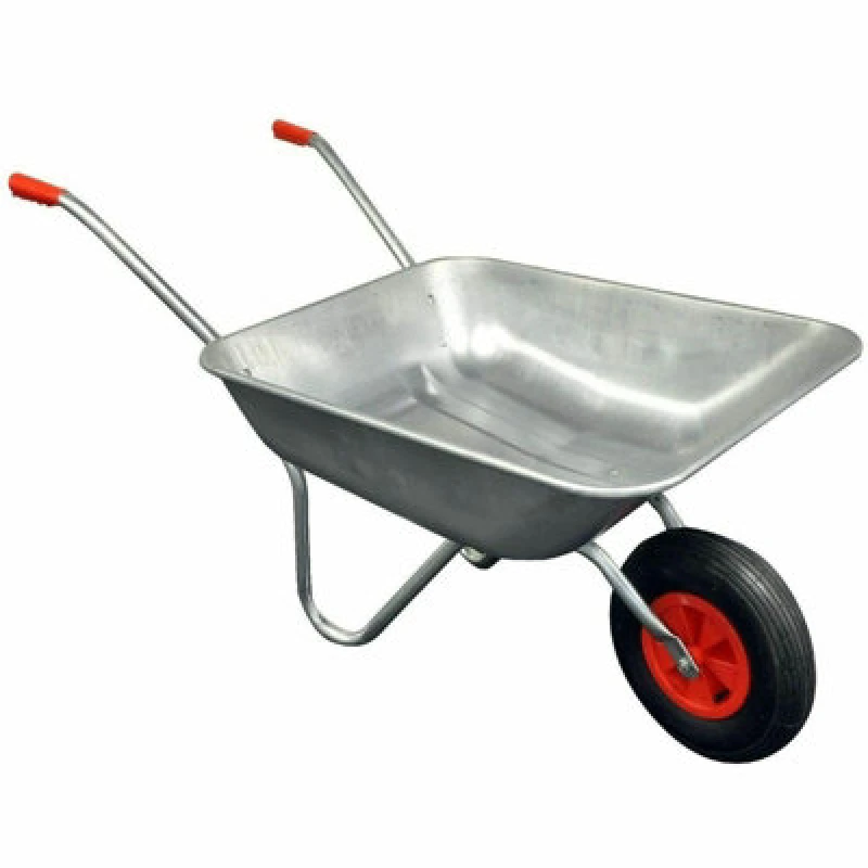 Image of Gr8 Garden Heavy Duty Wheelbarrow 65L Litre Galvanised Steel Outdoor Wheel Barrow Pneumatic