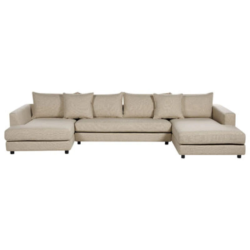 Image of Beliani Corner Sofa 5 Seater Lilviken Fabric Beige