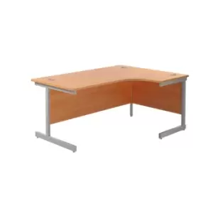 Image of 1800X1200 Single Upright Right Hand Radial Desk Beech - Silver + Desk High Ped