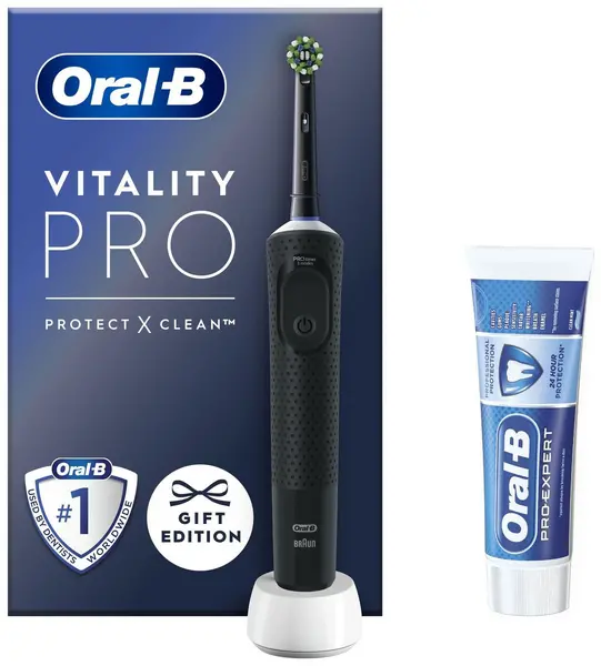 Image of Oral B Vitality Pro Black Electric Toothbrush & Toothpaste 75ml