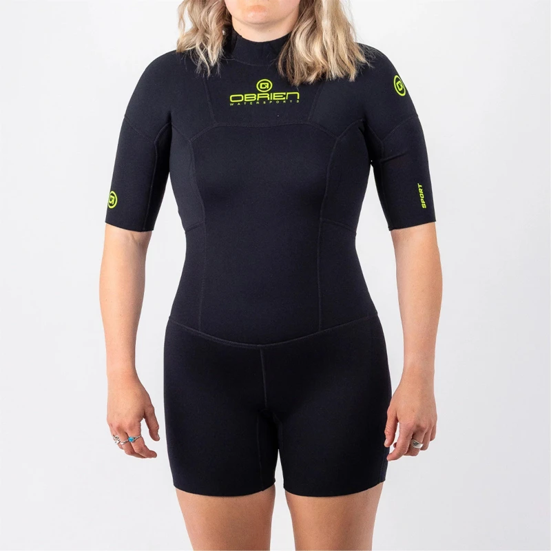 Image of Obrien Womens O'Brien Sport 2mm Back Zip Tight Fit Wetsuit Shorty Black female 6 (2XS)