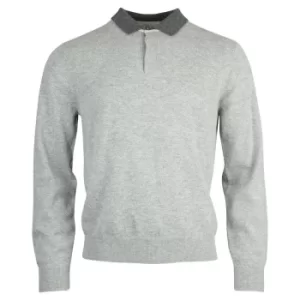 Image of Barbour Mens Gladstone Knitted Polo Lt Grey Marl Large