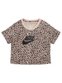 Image of Nike Older Girls Crop Print Pack T-Shirt - Stone