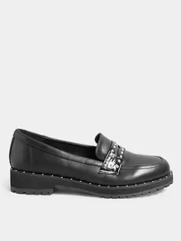Image of Long Tall Sally Studded Loafer - Plain Black, Size 8, Women
