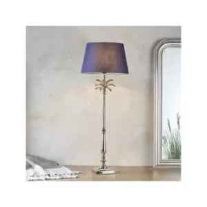 Image of Lighting Leaf & Evie - Table Lamp Polished Nickel Plate & Navy Cotton 1 Light IP20 - E27 - Endon
