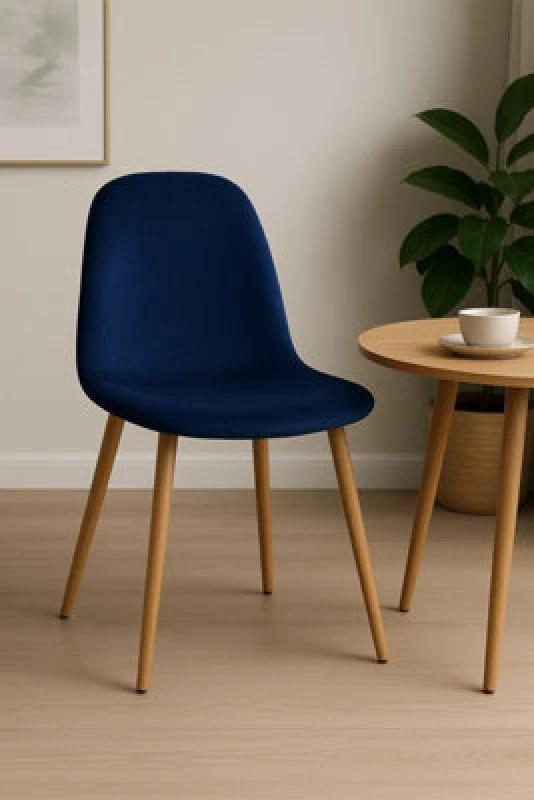 Image of Ds Living Luxe Dining Chair 2Pc Medieval Blue Wooden Printed Coating