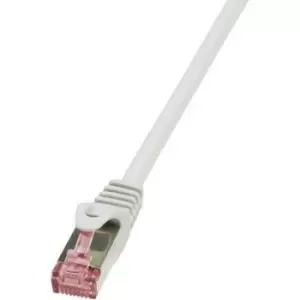 Image of LogiLink CQ2092S RJ45 Network cable, patch cable CAT 6 S/FTP 10.00 m Grey Flame-retardant, incl. detent