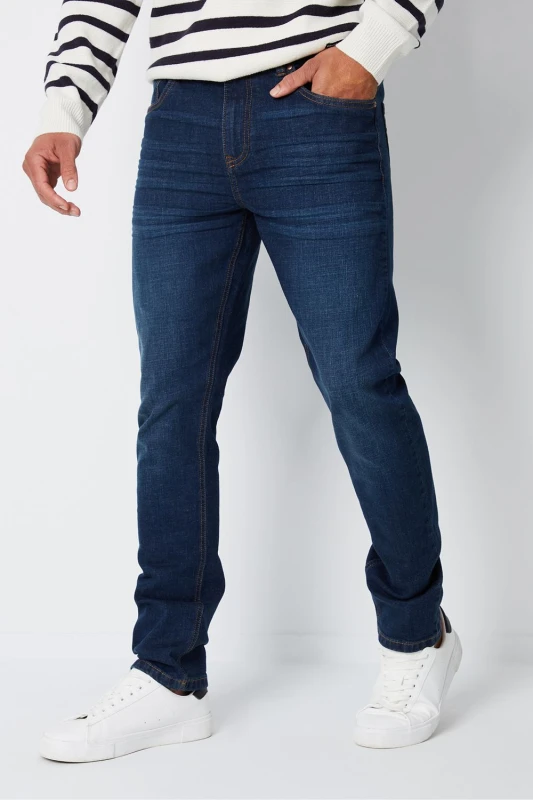 Image of Threadbare 'Islington' Slim Fit Jeans With Stretch Mid Blue