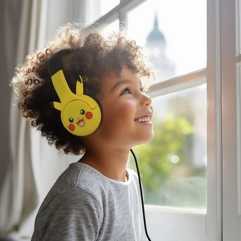Image of OTL Pikachu Moulded Ears Childrens Headphones, Yellow PK1178
