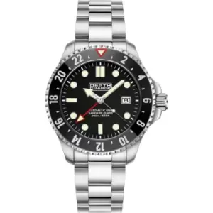 Image of Mens Depth Charge 'Dive GMT' Silver and Black Stainless Steel Automatic Watch