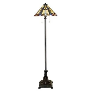 Image of 2 Light Floor Lamp Bronze, Tiffany Glass, E27