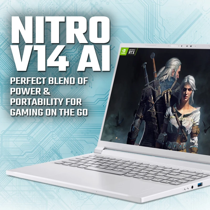 Image of Acer Acer Nitro V 14 AI ANV14-62 - AMD Ryzen AI 7 350, 32GB, 1TB SSD, NVIDIA GeForce RTX 5060, 14.5" WQXGA, Windows 11 Gaming Laptop NH.QW8EK.001