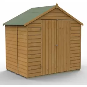 Image of 7' x 5' Forest Shiplap Dip Treated Windowless Double Door Apex Wooden Shed (2.32m x 1.53m) - Golden Brown