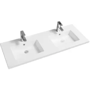 Image of Mid-Edge 5012 Ceramic 121cm Double Inset Basin with Rectangular Bowl - size - color