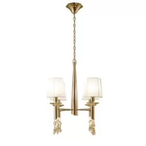 Image of Tiffany Pendant 4+4 Light E14+G9, French Gold With White Shades & Clear Crystal