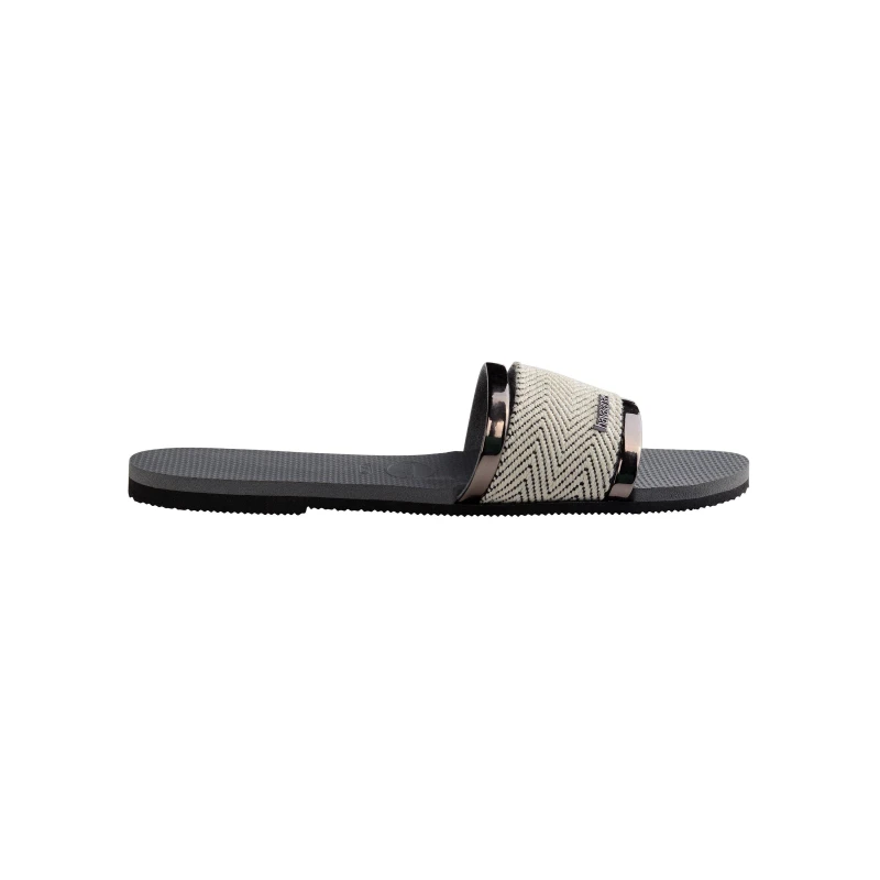 Image of Havaianas Womens Hav. You Trancoso Premium Black Flip Flops Steel Grey female 1/2