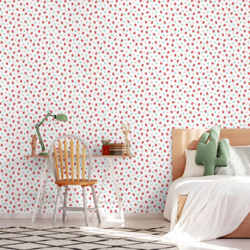Image of Hoopla Walls Strawberry Sprinkles Scarlet 10M Wallpaper