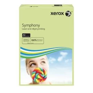 Image of Xerox A3 Symphony Tinted 80gsm Pastel Green Copier Paper Pack of 500