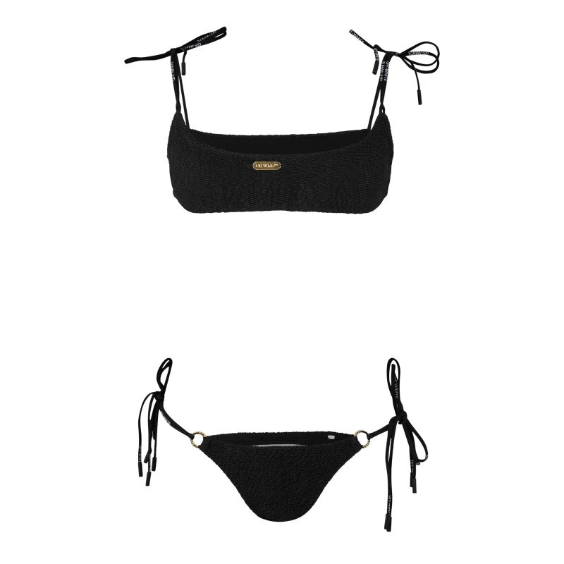 Image of Off White Womens Self Tie Bikini Black female 6 (2XS)