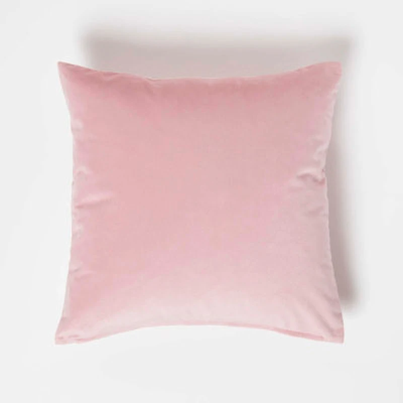 Image of Homescapes Pink Velvet Cushion, 45 X 45 Cm
