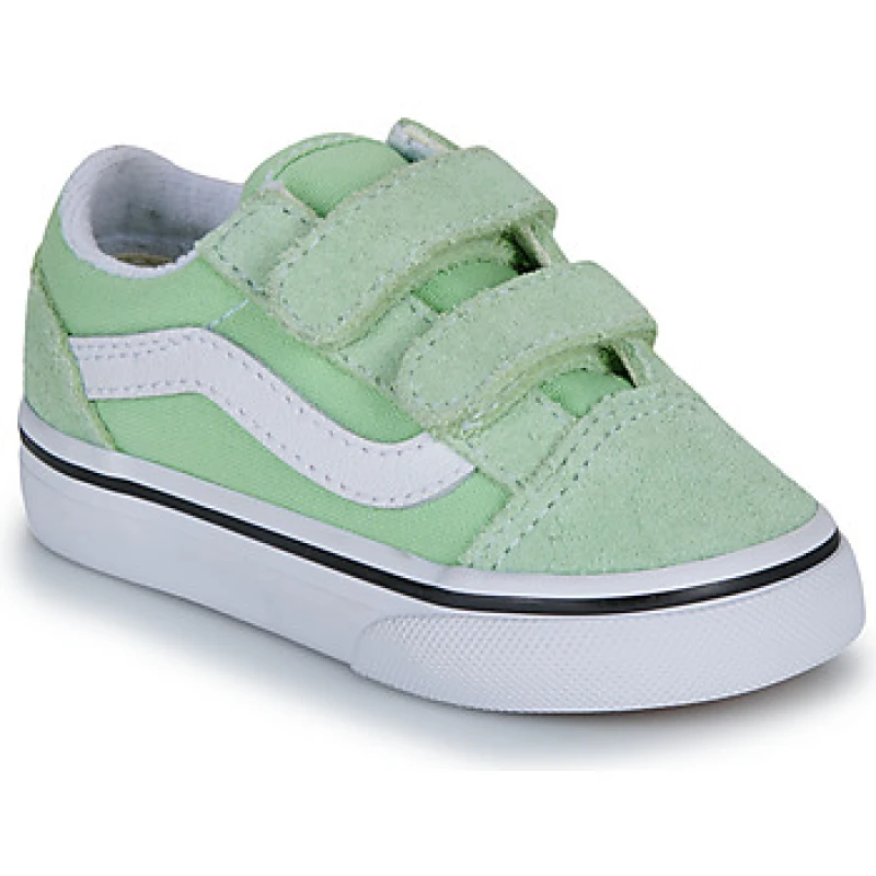 Image of Vans Old Skool V Kids Trainers Color Theory Checkerboard Pesto Multi, 2